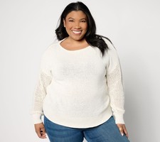 Joan Rivers Classics Collection Women's Top Sweater Sz L Boatneck White A641421