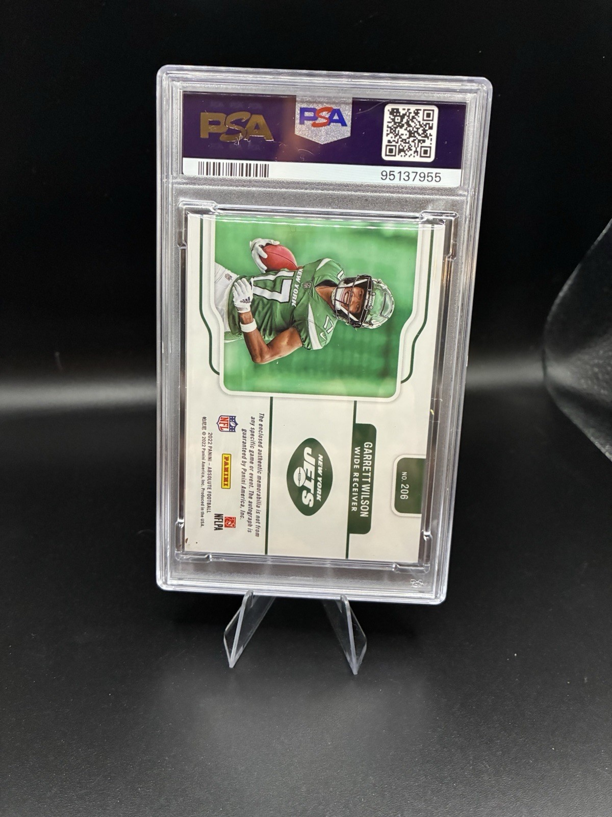 2022 Panini Absolute Garrett Wilson RPA  Rookie Jumbo Patch Auto RC 78/99 PSA 8 view 2
