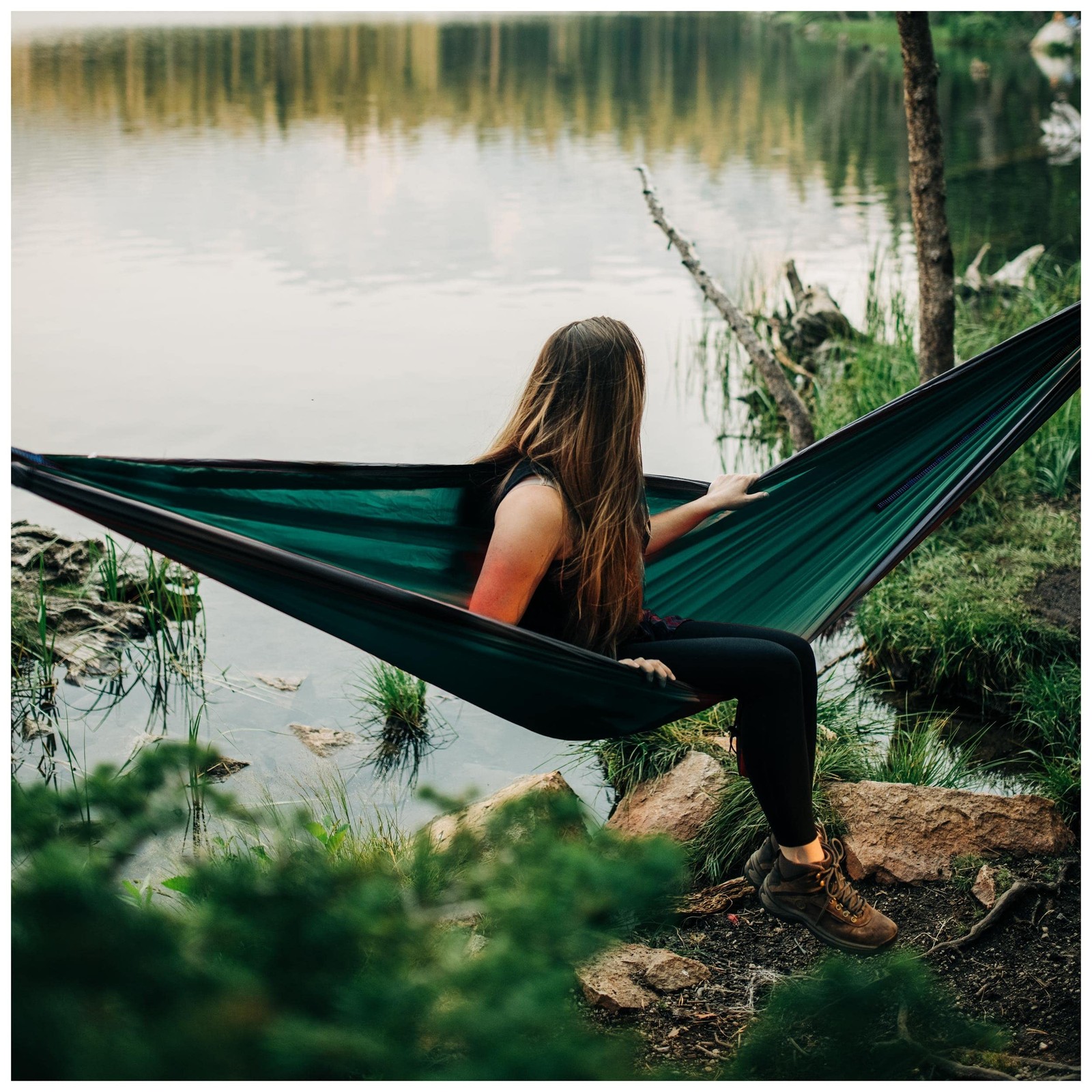 Evergreen Lightweight Outdoor Portable Camping Hammock - Single & Double with...