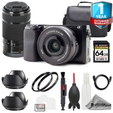 Sony Alpha 6100 w/16-50mm  55-210mm Lenses  64GB  1 Yr Warranty- Basic Kit