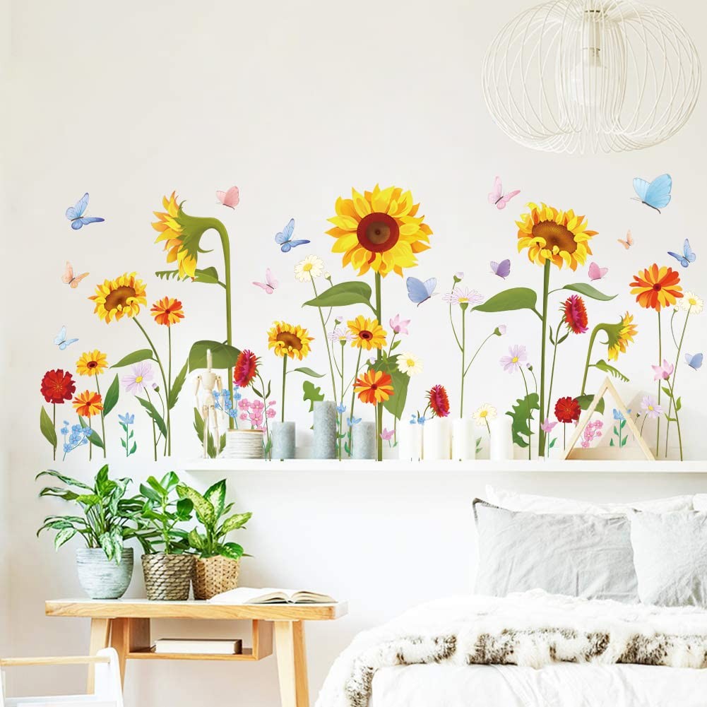 Stickers muraux fleurs autocollants pour masquer les imperfections d'un mur lisse