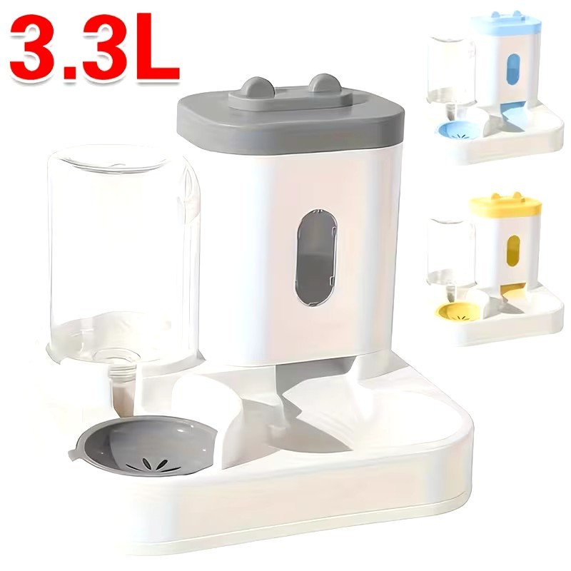 2 In1 Automatic Pet Feeder Cat Dog Food Dispenser-Dish Water Fountain Drink Bowl