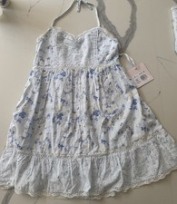 LoveShackFancy Target Girls Annabelle Ditsy Floral Halter Dress Light Blue Sz 14