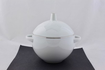 ROSENTHAL LOTUS SHAPE PLATINUM BAND ROUND COVERED VEGETABLE BOWL - MINT