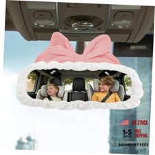Car Rearview Mirror Cover, Car Rearview Mirror Protector, Elastic Pink/White