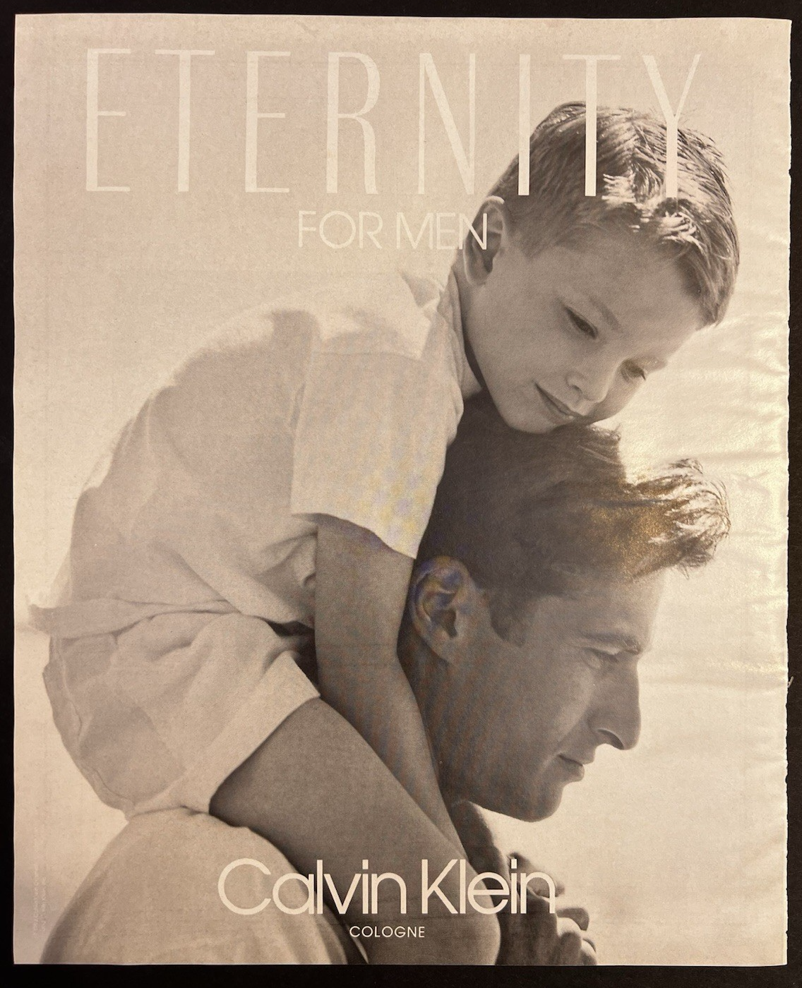 Vtg 1990s AD-Calvin Klein -Eternity for Men Cologne-Father Carrying Son ...