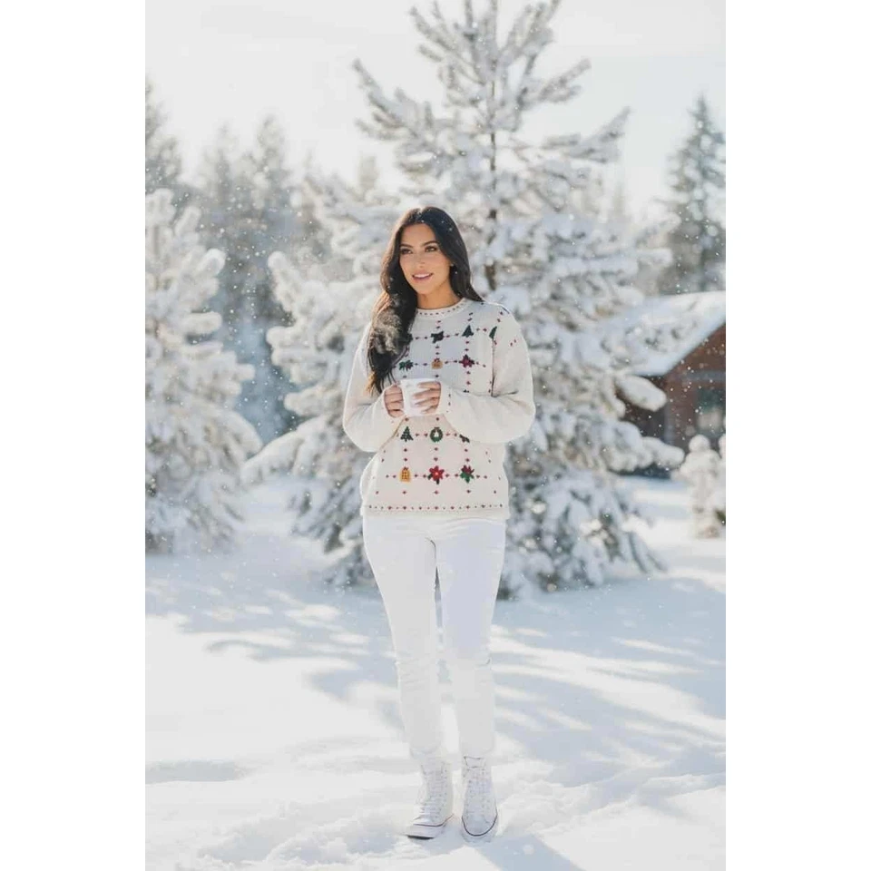 Suéter Navidad Algodón Lizsport Ramie Años 90 De Colección L Grandmacore Acogedor Cabaña Vacaciones Foto 4 de 4