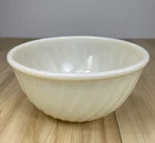 Vintage Anchor Hocking Fire King White Swirl Mixing Bowl 8” Milk Glass Oven Ware