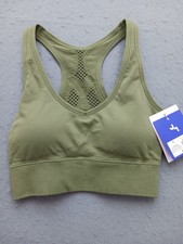 JoyLab Women S Sports Bra Green Seamless Racerback Mesh Detail New Tags
