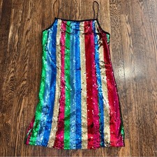 Forever 21 Sequin Dress in Blue, Green, Gold, and Red size L
