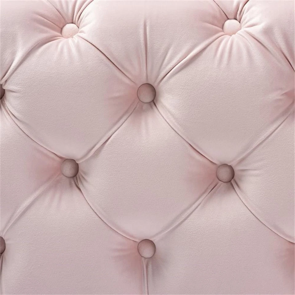 Baxton Studio Avara Modern Tufted Velvet Ottoman in Light Pink and Gold - Image 3 of 4