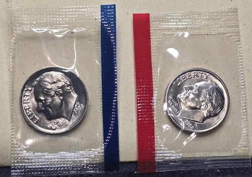 1988 P & D Roosevelt Dime 10C Philadelphia Denver - Bild 1 von 2