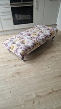 Parker Knoll Floral Chesterfield Footstool, Mahogany Legs With Metal Castors