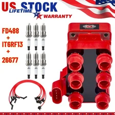 1x Ignition Coil FD488 + 6x Spark Plug+ 6x Wire Set for Ford F-150 Mazda Mercury