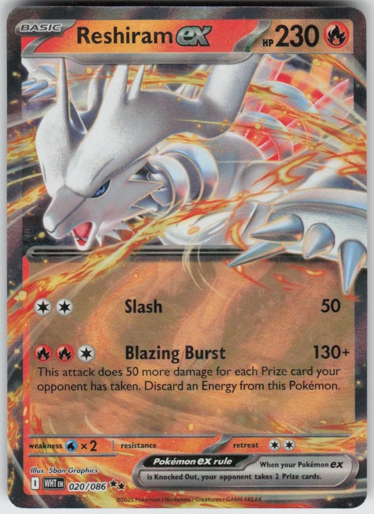 Reshiram ex 020/086 Double Rare White Flare Near Mint