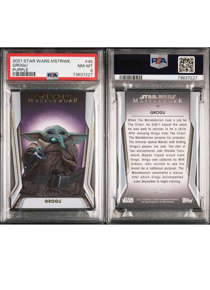 2021 Star Wars Masterwork #45 Grogu Purple PSA 8 NM-MT - Image 3 of 4