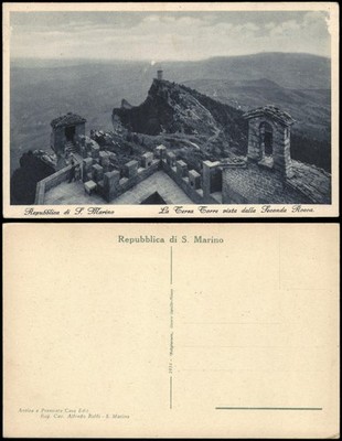 Postcard San Marino La Terra Corre vista dalla Seconda Rocea 1934