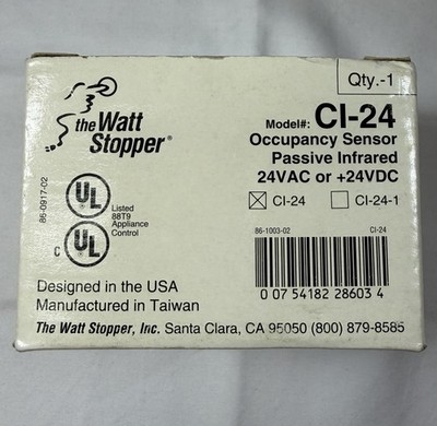 NEW Wattstopper CI-24 Passive Infrared Sensor Ceiling Mount 24VDC, 1200 Sq ft