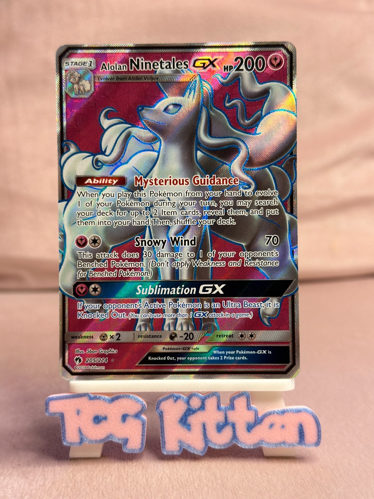 MINT+ Alolan Ninetales Gx 205/214 Card 'A' Sun & Moon Lost Thunder TCGKITTEN