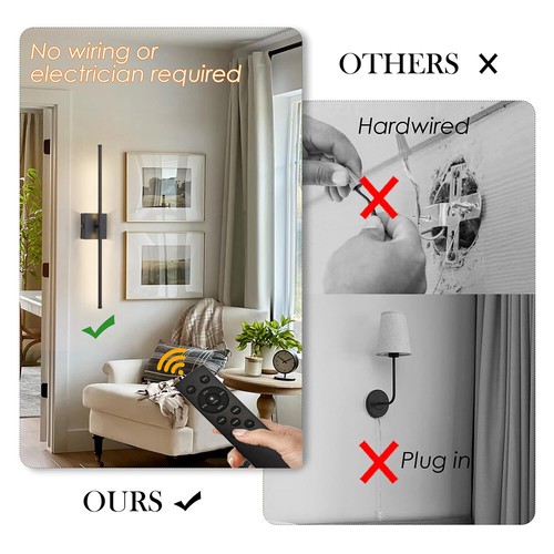 Battery Operate Wall Sconce Dimmable USB Rechargeable with Remote LED Wall Light - Picture 14 of 19