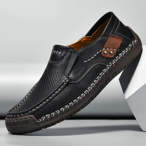 Zapatos informales elegantes para hombre hechos a mano al aire libre zapatos de cuero parte superior baja mocasines de talla grande - Imagen 9 de 36