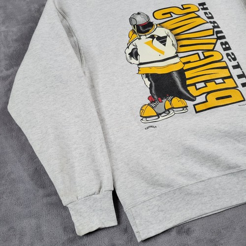 Vintage Pittsburg Penguins Swestshirt Mens Medium Crewneck 1994 Robo Nutmeg Gray - Picture 13 of 16