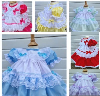 DREAM BABY WEAR UK TRAUM 0-5 JAHRE Baby Mädchen Vintage Trachten Rüschen Netz Kleid 8 Farben