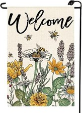 Welcome Summer Sunflower Bee Garden Flag 12x18 Inch Double Sided multicolor