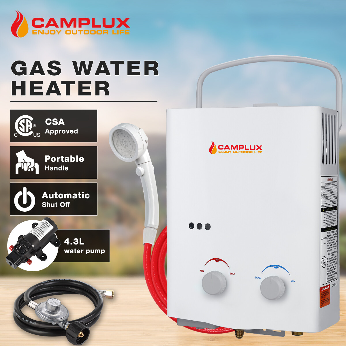 Camplux 5L Tankless Water Heater Stand w/ Bag 12V Pump Propane Gas On  Demand Hot | eBay