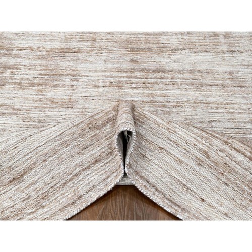 8'x10' Shades of Brown Hand Loomed Wool and Bamboo Silk Modern Design Rug R10269 - Picture 5 of 11