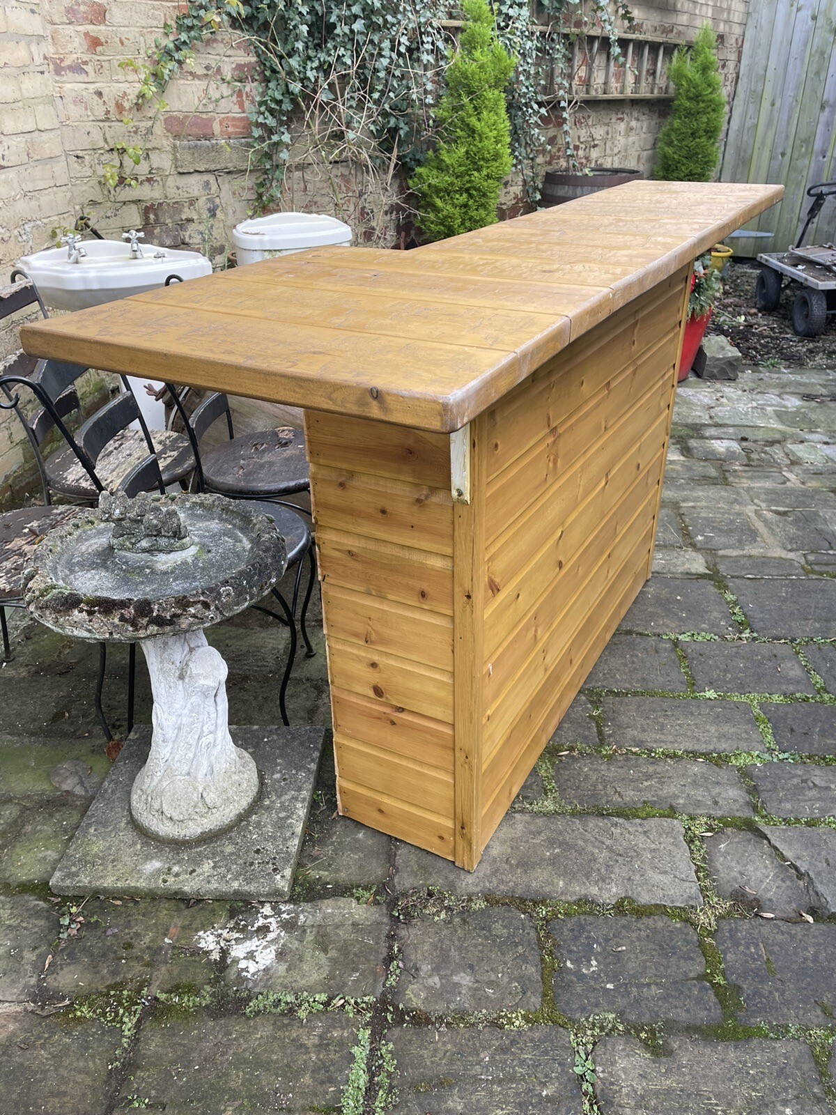 Shabby Chic Rustic Solid Wood Home Drinks Bar Shop Counter Reception