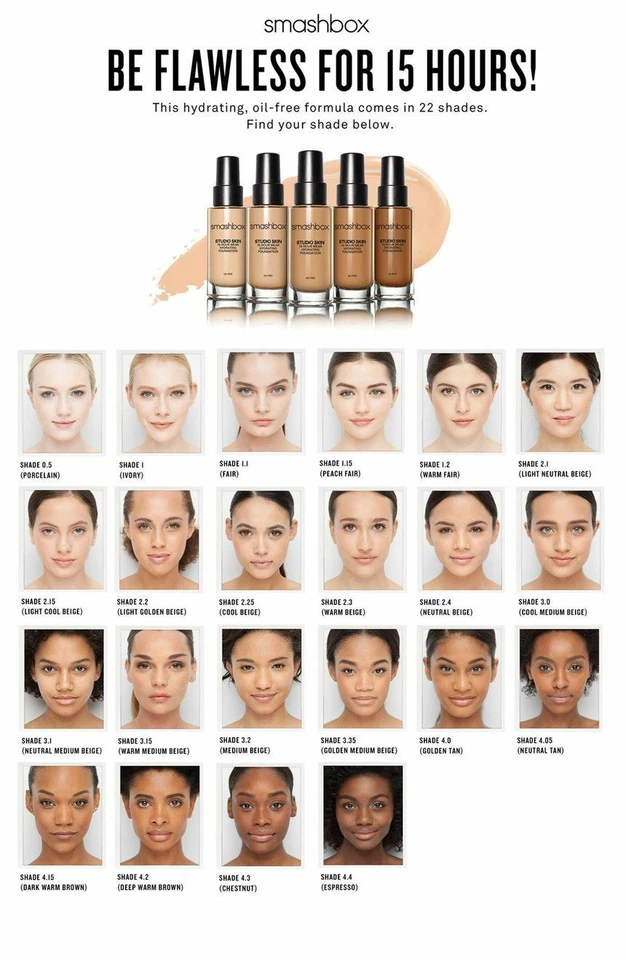 Smashbox Studio Skin 24 Hour Wear Hydrating Foundation-Pick Your Shade-New,Boxed - Image 4 of 4