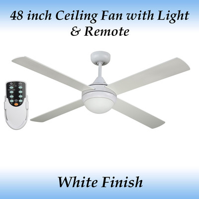 Revolve 48 Inch Ceiling Fan In White Finish With Light And Remote Ebay