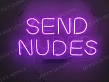 Send Nudes Purple Acrylic Neon Sign 14" Light Lamp Show Bar Club Party Garage MM