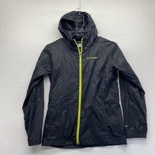 Columbia Big Kids Black Neon Yellow Full Zip Hoodie Windbreaker Jacket M