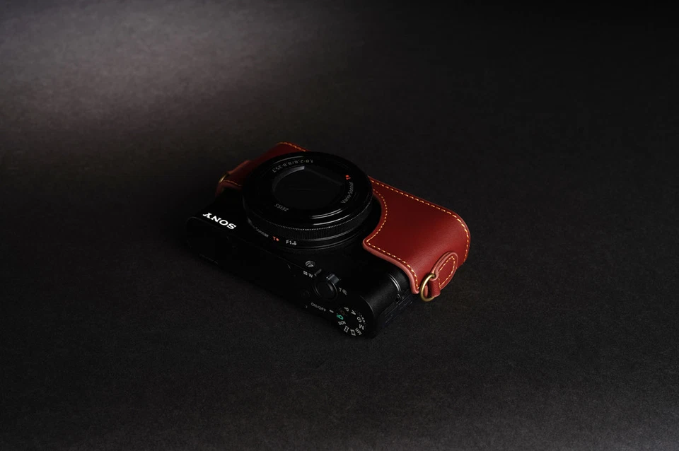 Funda de cuero real con media cámara para SONY RX100 M2 M3 M4 M5 MARK V IV III II Foto 3 de 4