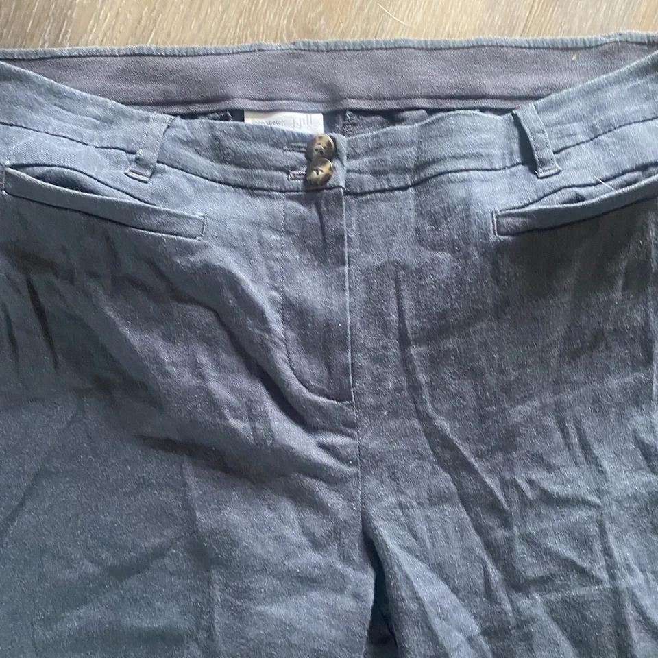 Pantalones para mujer J. Jill talla 10 de lino elásticos desteñidos negros azul marino informales look capas Foto 2 de 4