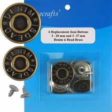 17 - 20 mm No-Sew Replacement Jean Tack Buttons (CBO18_4) CT. 6
