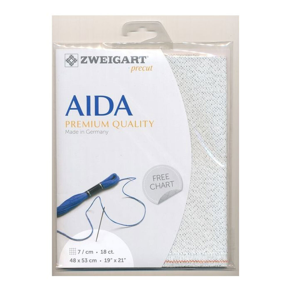 AIDA Zweigart Precute 18 ct. Fein-Aida 3793 color 17 silver flecked white, fabri
