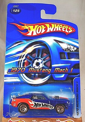 2006 Hot Wheels Collector #125 1970 FORD MUSTANG MACH 1 Blue Variant w7Sp 06Card
