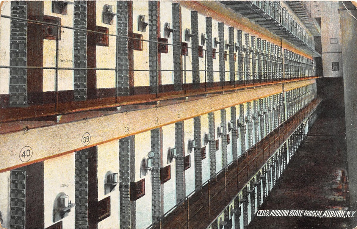 J59/ Auburn New York Postcard c1910 State Prison Interior Cell