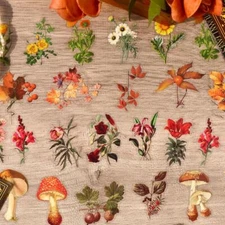 100Pcs Vintage Flowers Plants Stickers Junk Journal Planner Decorative Collage