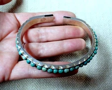 Antique Silver Chinese Turquoise Bracelet Cuff Hallmarked Abacus One of a Kind