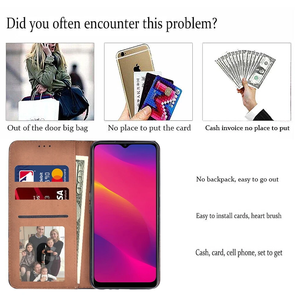 PU Leather Phone Wallet Stand Cover Case -For Samsung Galaxy A06/A16/A35/A55/S25 - Image 3 of 4