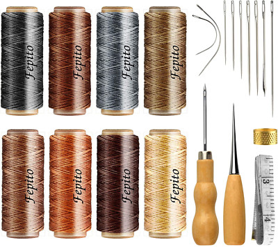 Agujas De Coser Curvadas Para Tapicería De Cuero Con Hilos Encerado De Piel Kit