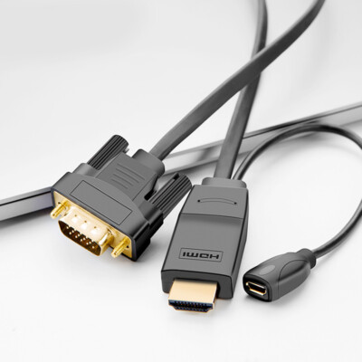 1080P HDMI to VGA Male Active Adapter Cable 2M 6ft with USB Power PS4  PC HDTV