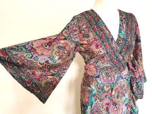 Gorgeous 14 16 M Long Wrap Dress Maxi silk style Boho Hippy Festival Summer - Picture 2 of 12