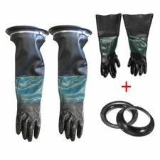 1 Pair Heavy Duty Sandblasting Gloves For Sand Blast Cabinet W/Holder Clamps