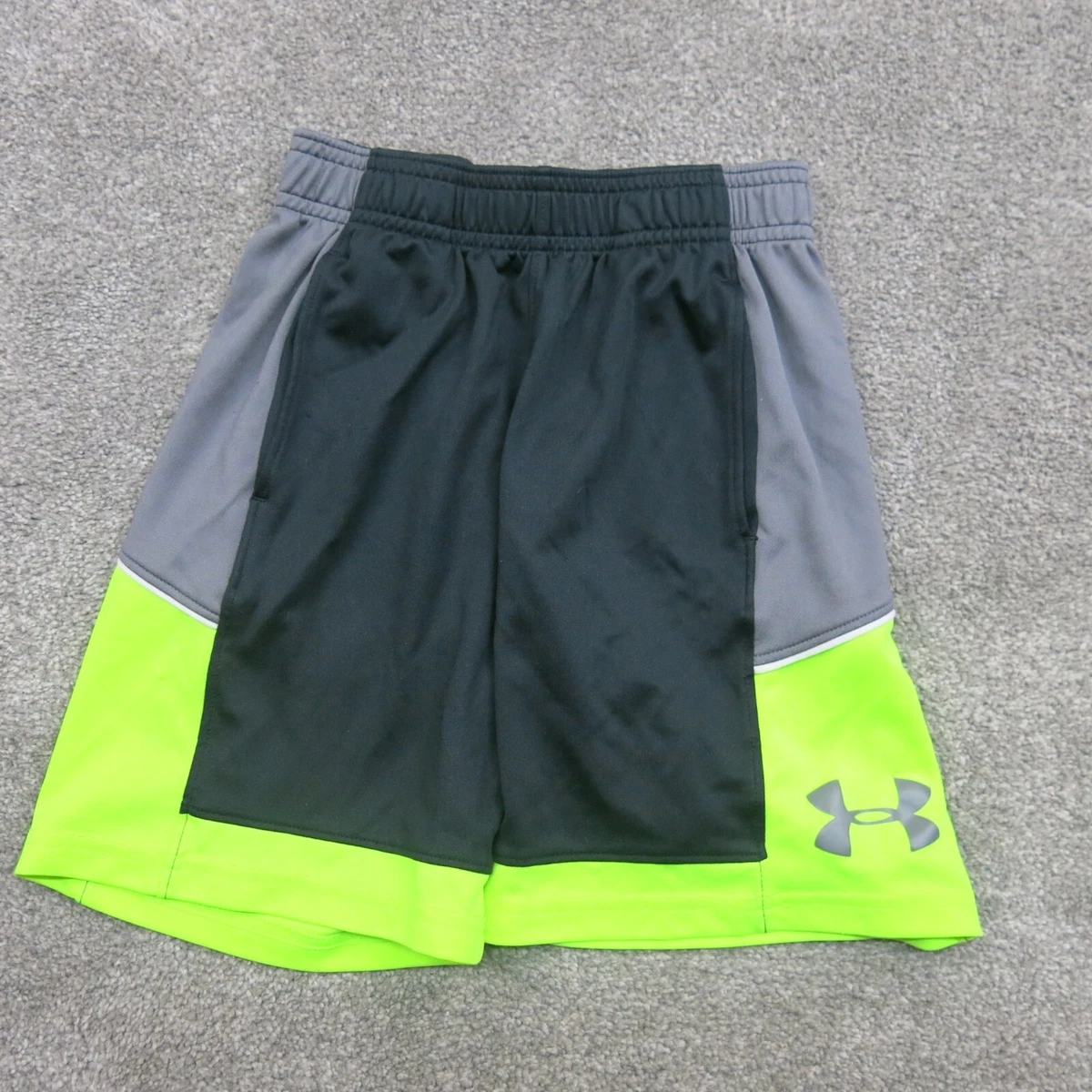 Under Armour Shorts Youth Size 6 Gray Green White Solid Elastic