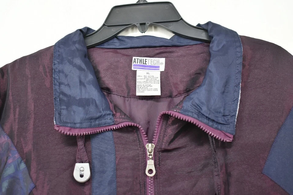 Vintage Athletech Womens Tracksuit Windbreaker Jacket Purple Blue Gray XL - Image 3 of 4